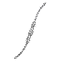 Pulsera de diamantes de oro blanco de 18 quilates y platino de los años 70