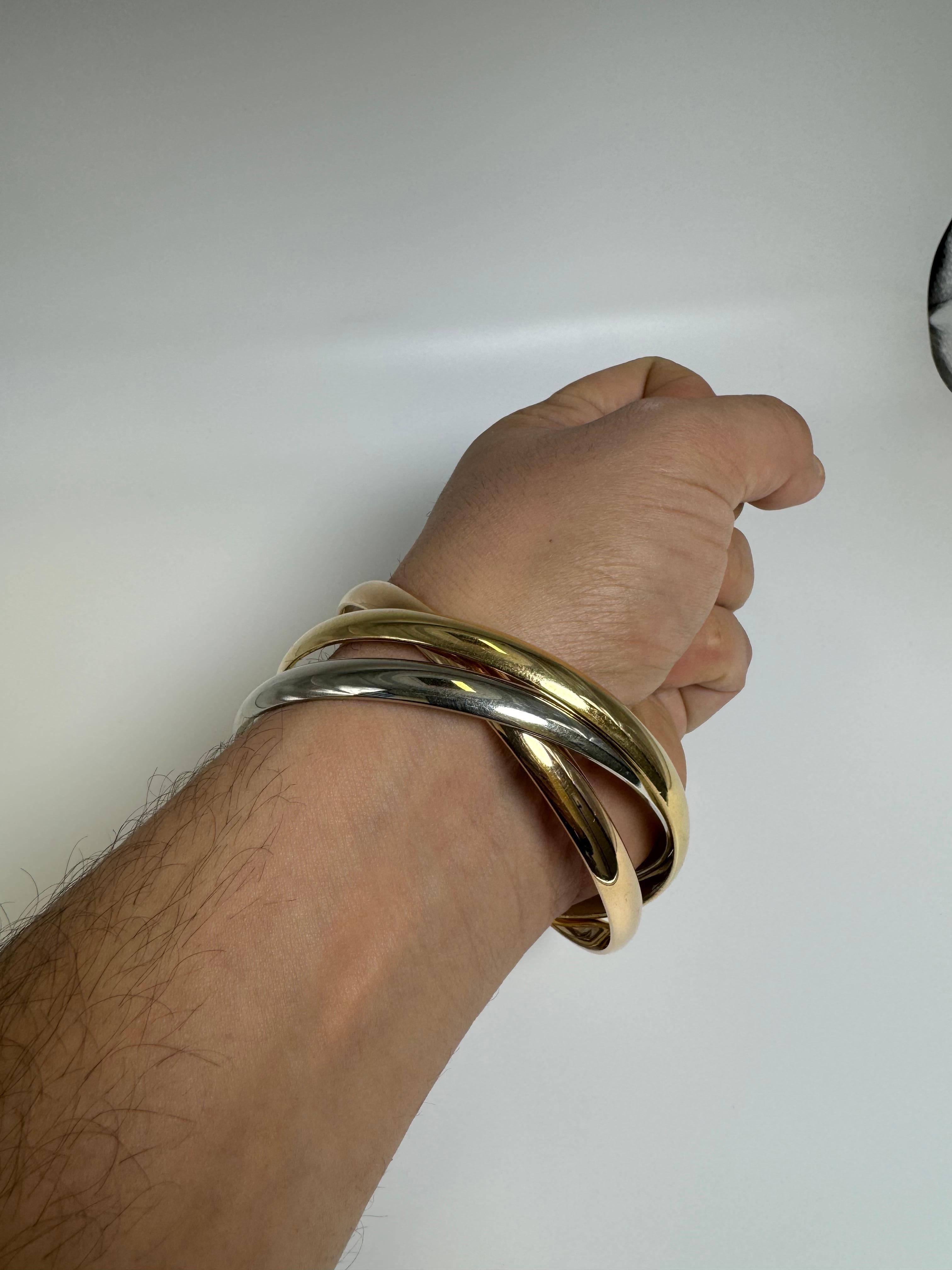 Cartier Trinity d'epoca in oro 18 carati tricolore Bracciale Rolle in vendita 6