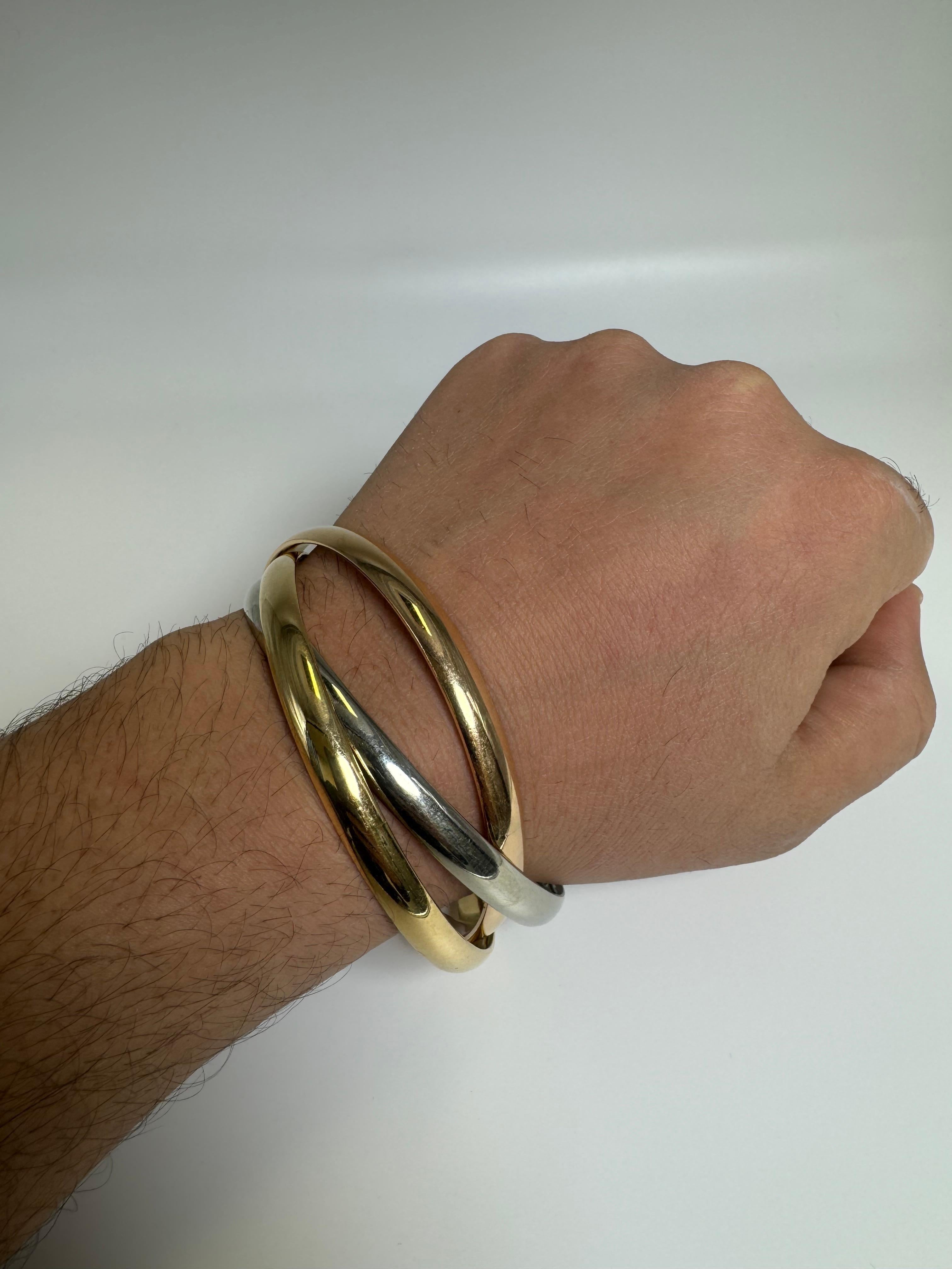Cartier Trinity d'epoca in oro 18 carati tricolore Bracciale Rolle in vendita 5