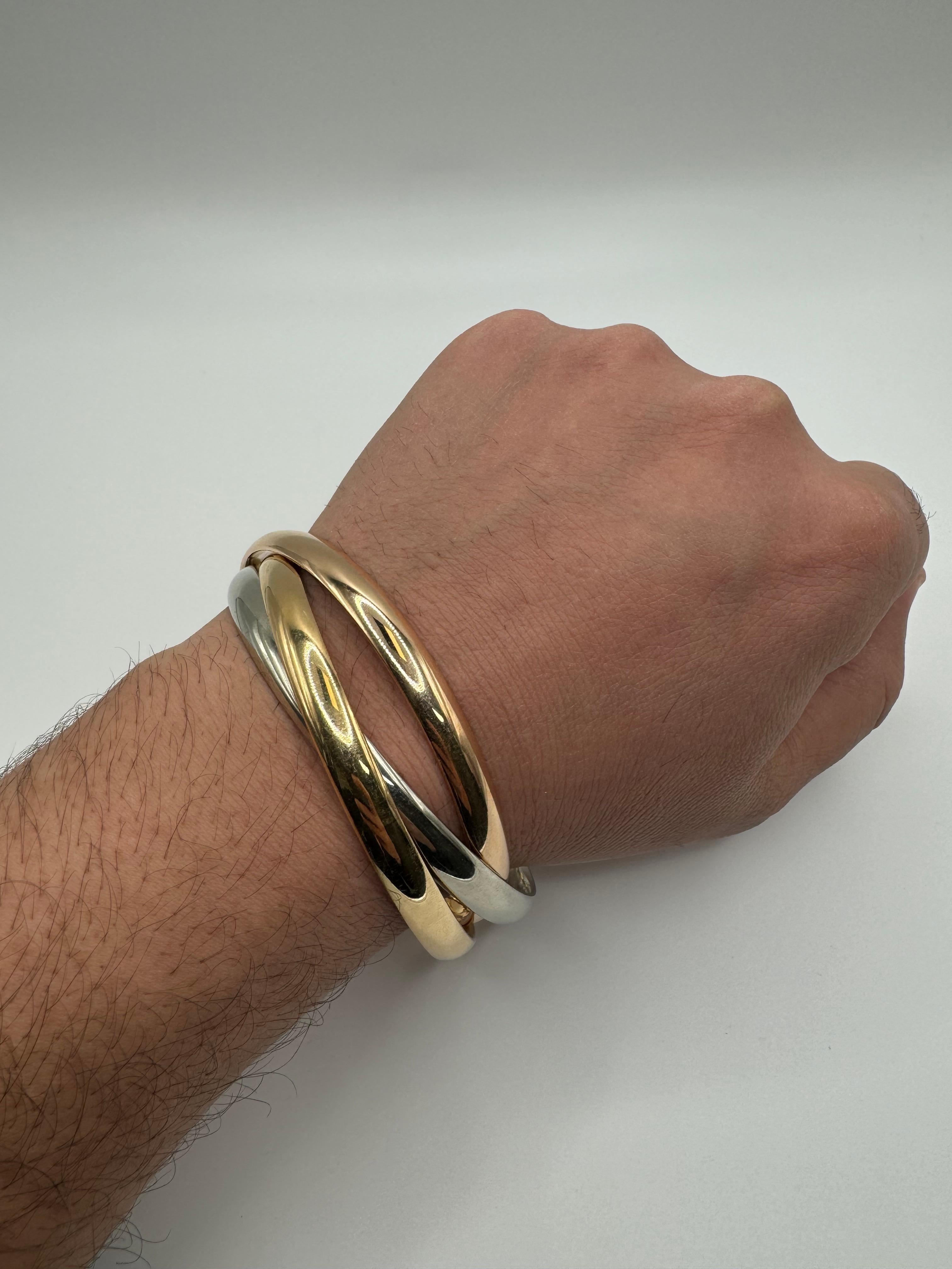 da uomo o donna Cartier Trinity d'epoca in oro 18 carati tricolore Bracciale Rolle in vendita