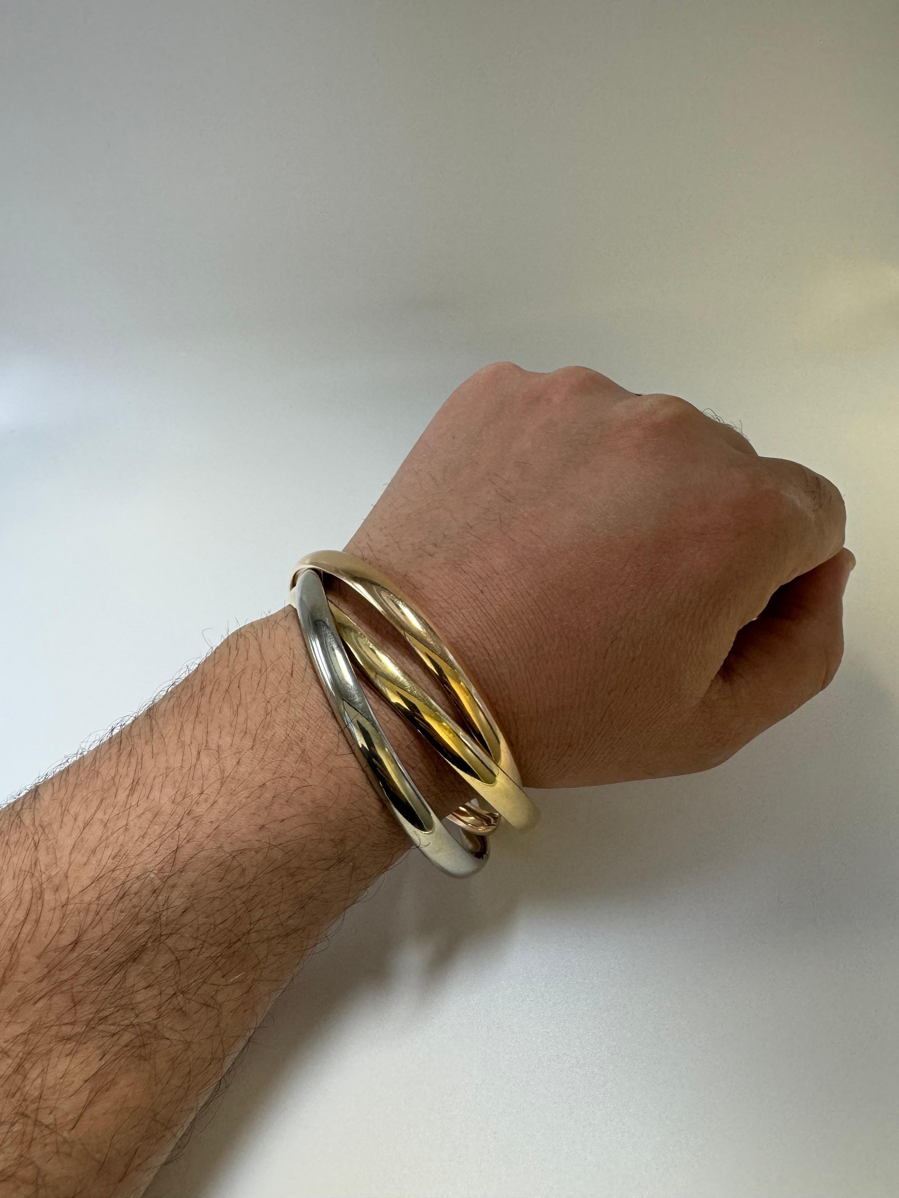 Cartier Trinity d'epoca in oro 18 carati tricolore Bracciale Rolle in vendita 3