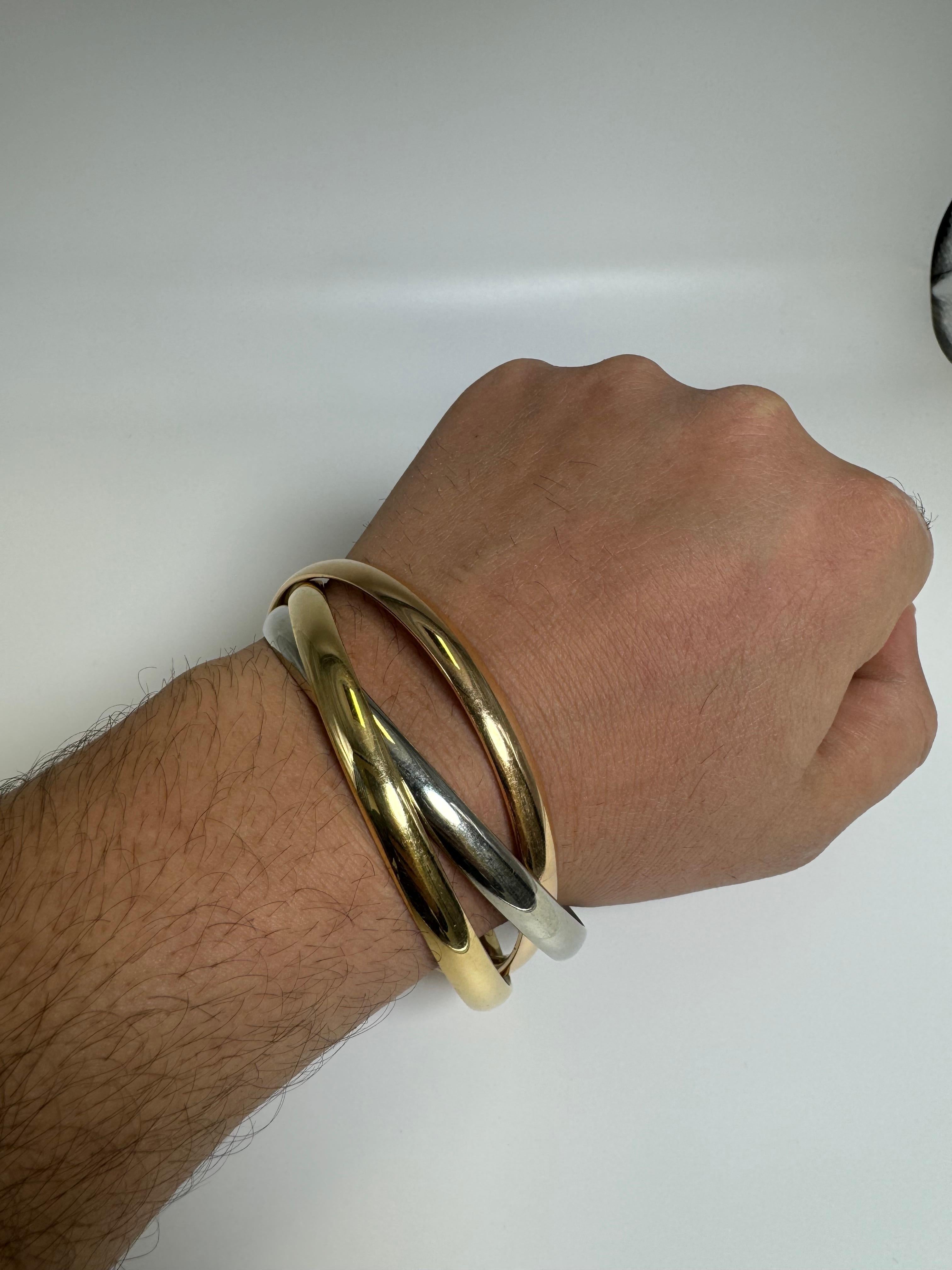 Cartier Trinity d'epoca in oro 18 carati tricolore Bracciale Rolle in vendita 4