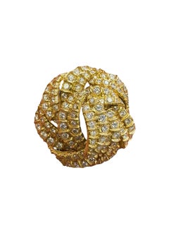 Broche audacieuse en or jaune 18K du milieu du siècle avec nœud de diamants