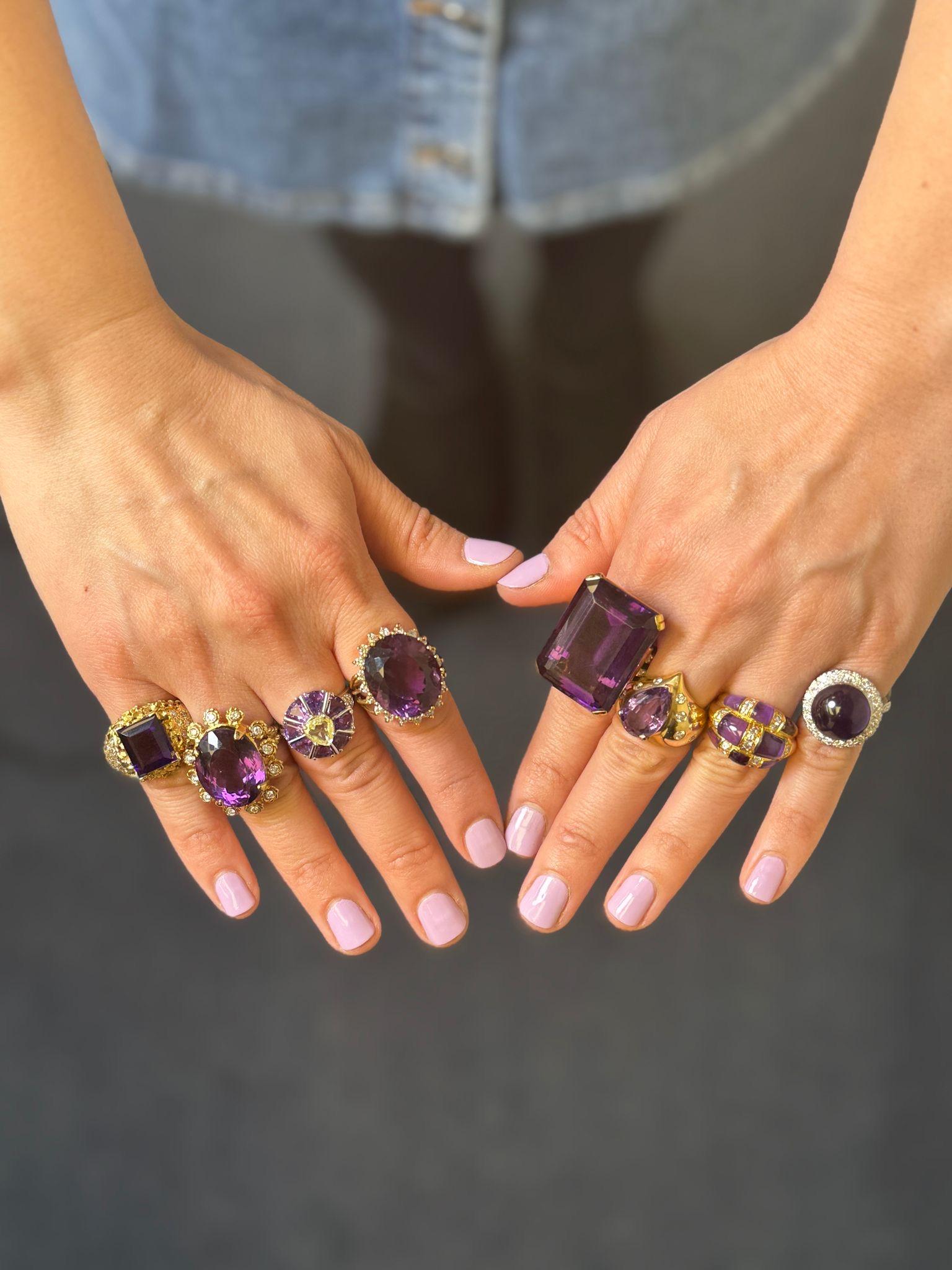 1940er Retro Amethyst & Diamant Ring im Zustand „Hervorragend“ im Angebot in Great Neck Plaza, NY