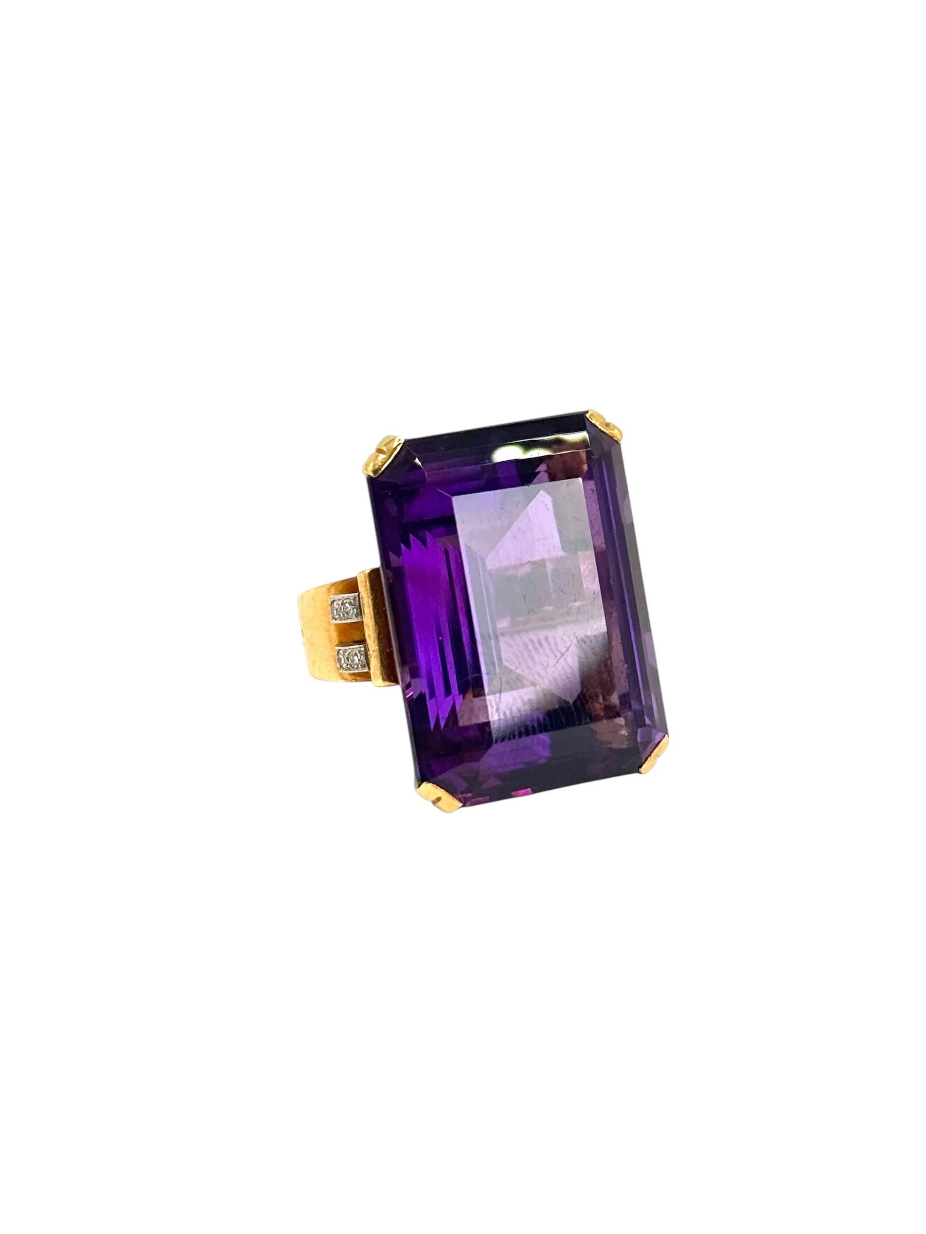 1940er Retro Amethyst & Diamant Ring im Angebot 3