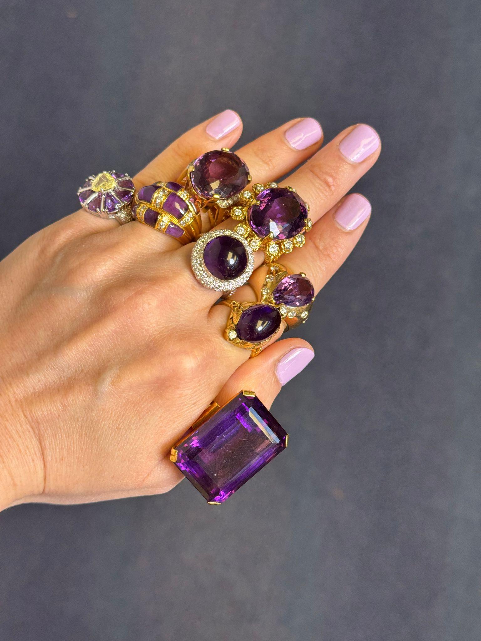 1940er Retro Amethyst & Diamant Ring im Angebot 6