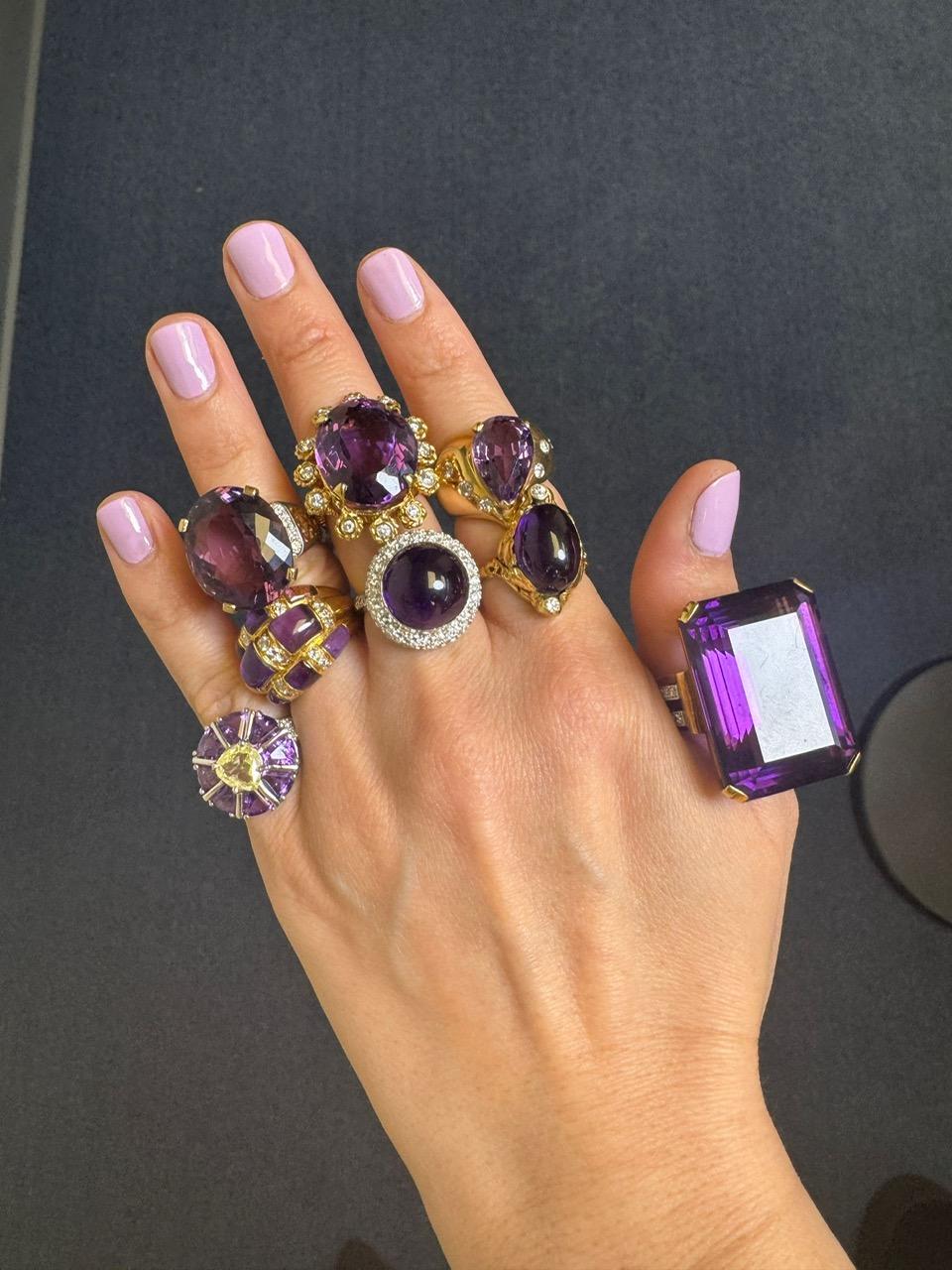 1940er Retro Amethyst & Diamant Ring im Angebot 9