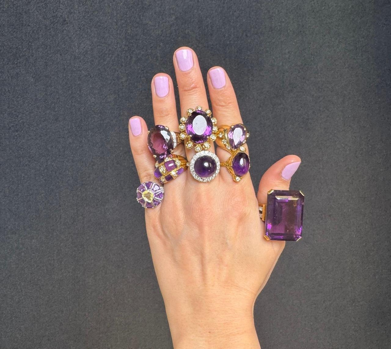 1940er Retro Amethyst & Diamant Ring im Angebot 8