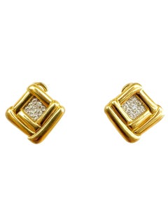 Boucles d'oreilles géométriques en or jaune 18K et diamants