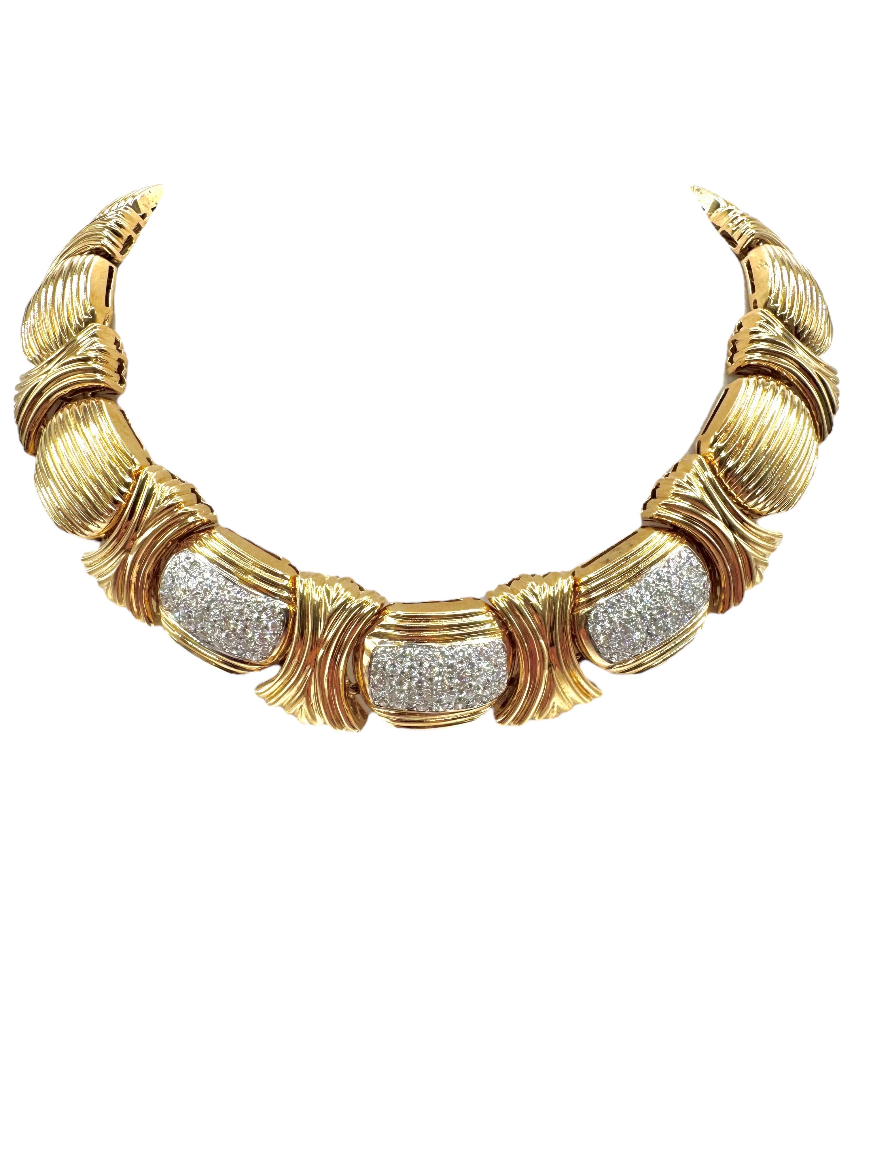 Collana scultorea A Link in oro 18K con accenti di diamanti in vendita 1