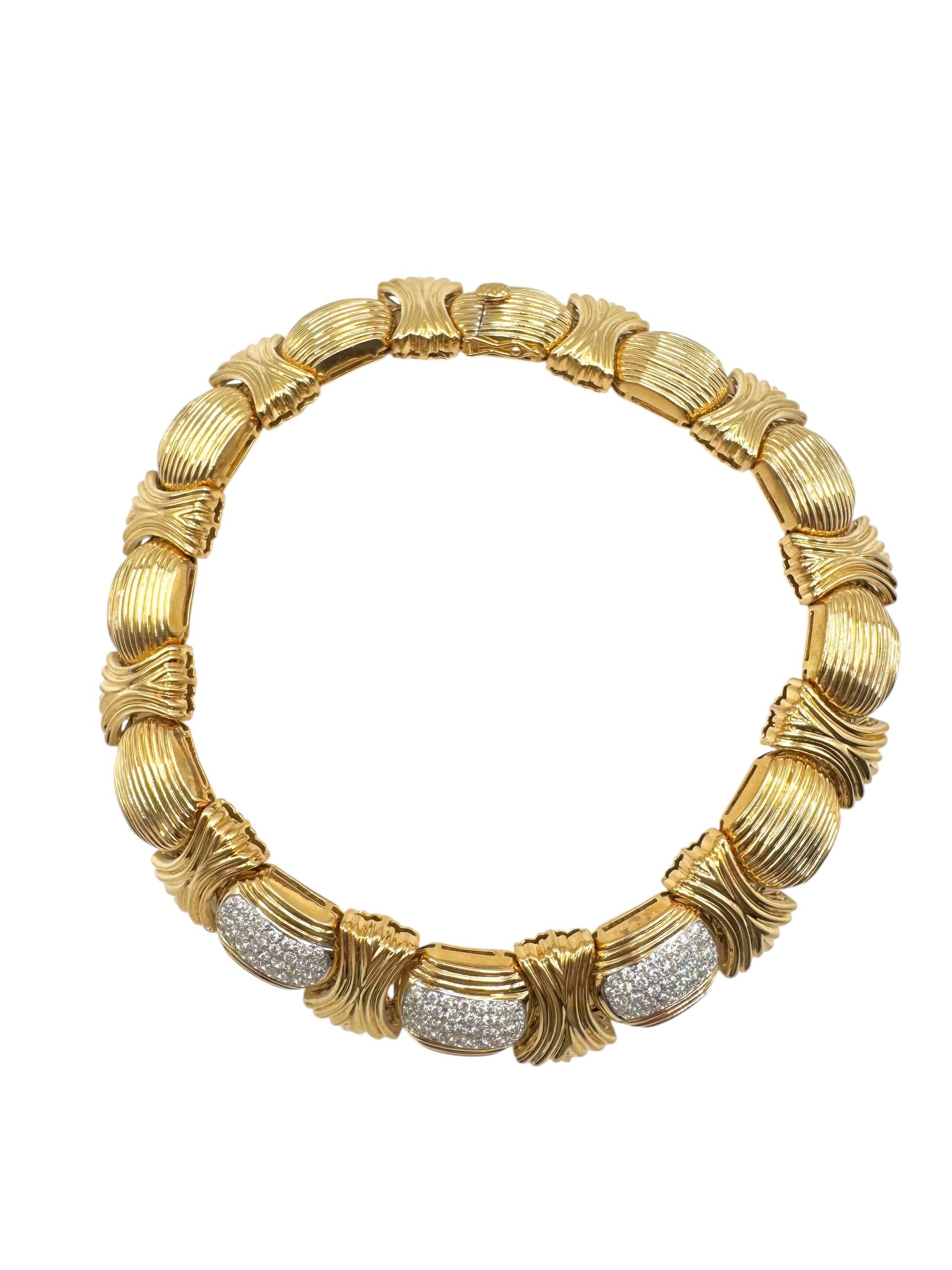 da uomo o donna Collana scultorea A Link in oro 18K con accenti di diamanti in vendita