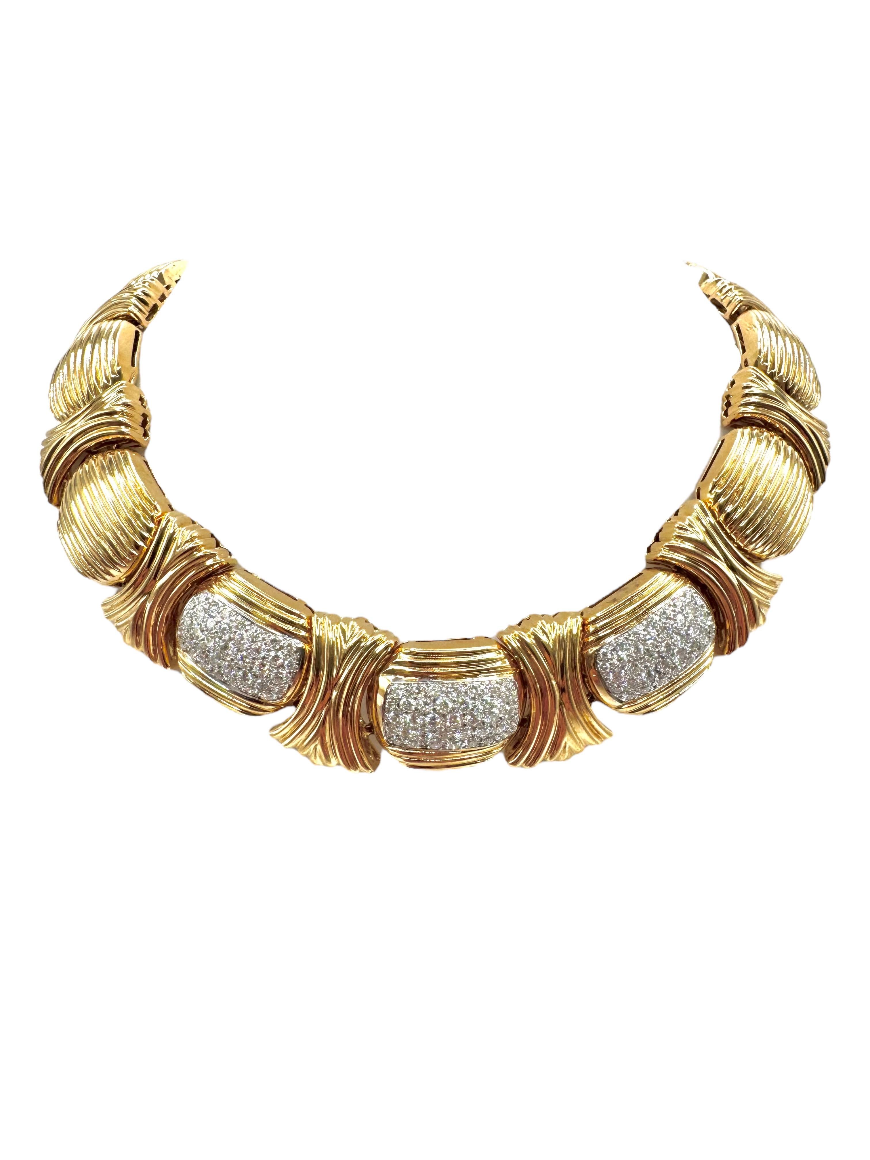 Collana scultorea A Link in oro 18K con accenti di diamanti in vendita 2