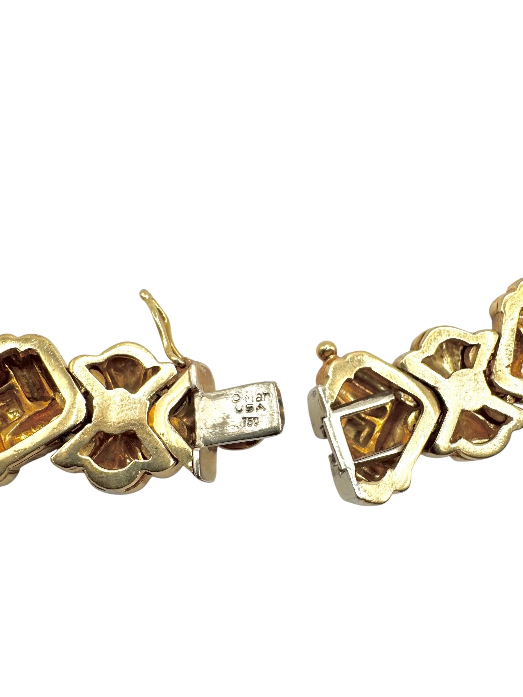 Collier en or jaune 18 carats avec diamants carrés et ronds Unisexe en vente