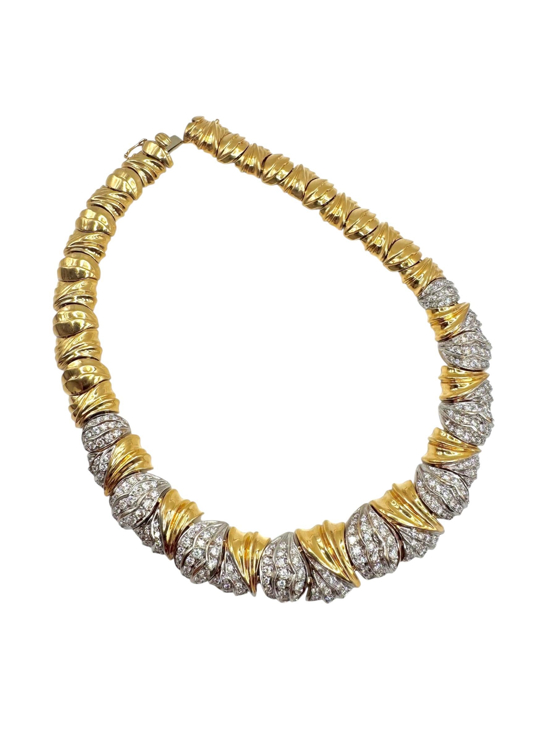 da uomo o donna Collana con collare di diamanti in oro giallo 18K in vendita