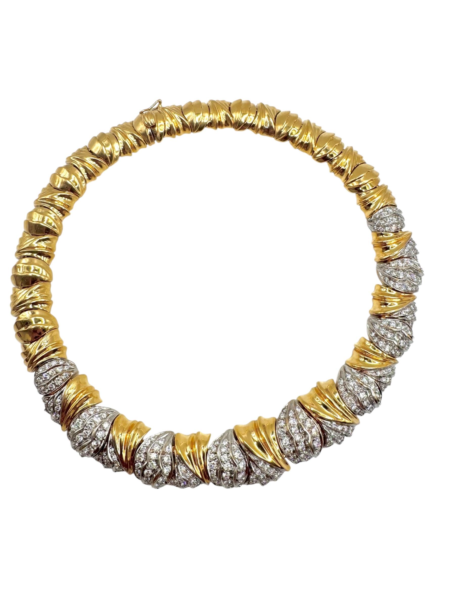 Collana con collare di diamanti in oro giallo 18K in vendita 2