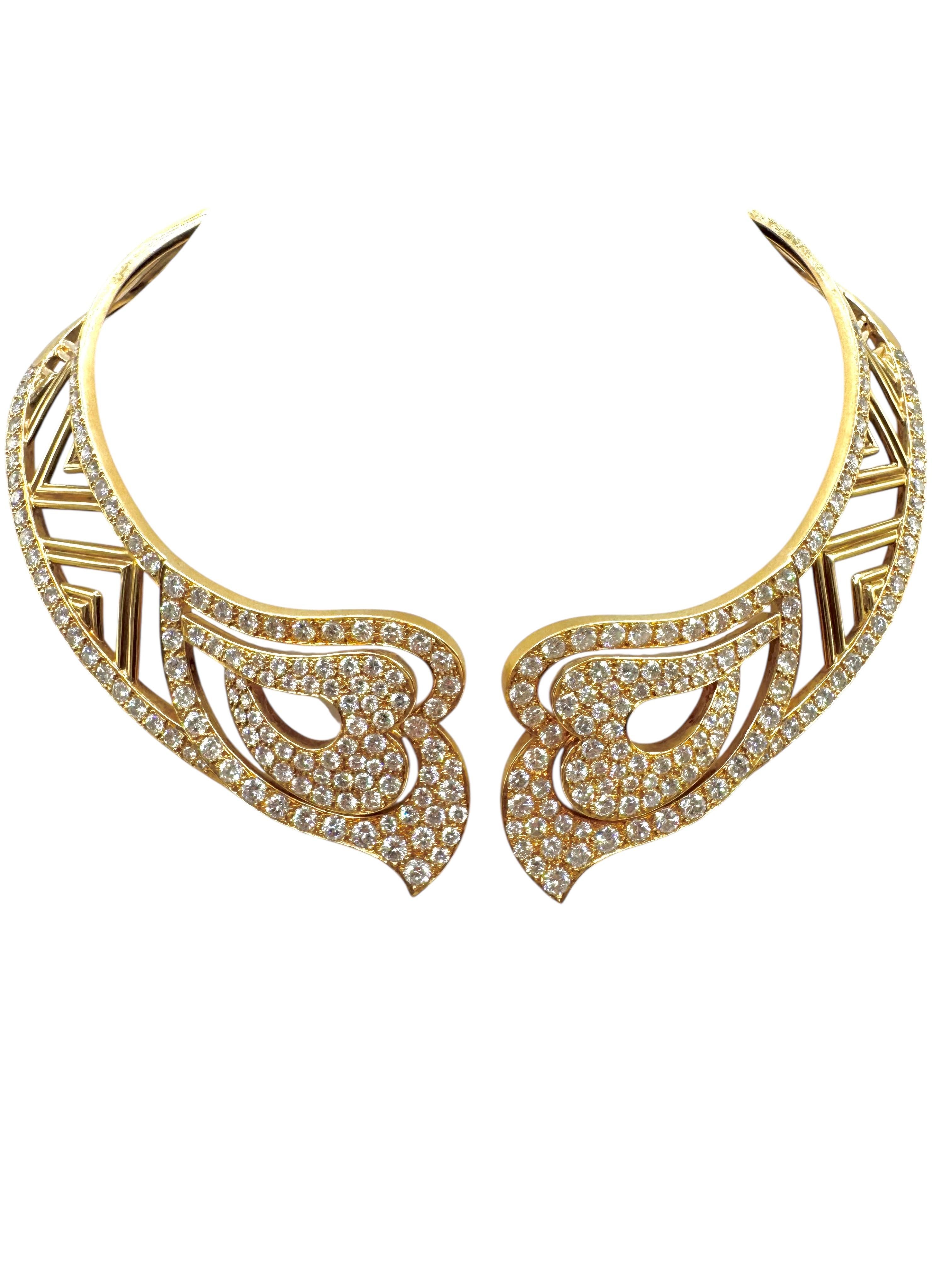 Collana girocollo con diamanti in oro 18K in vendita 8