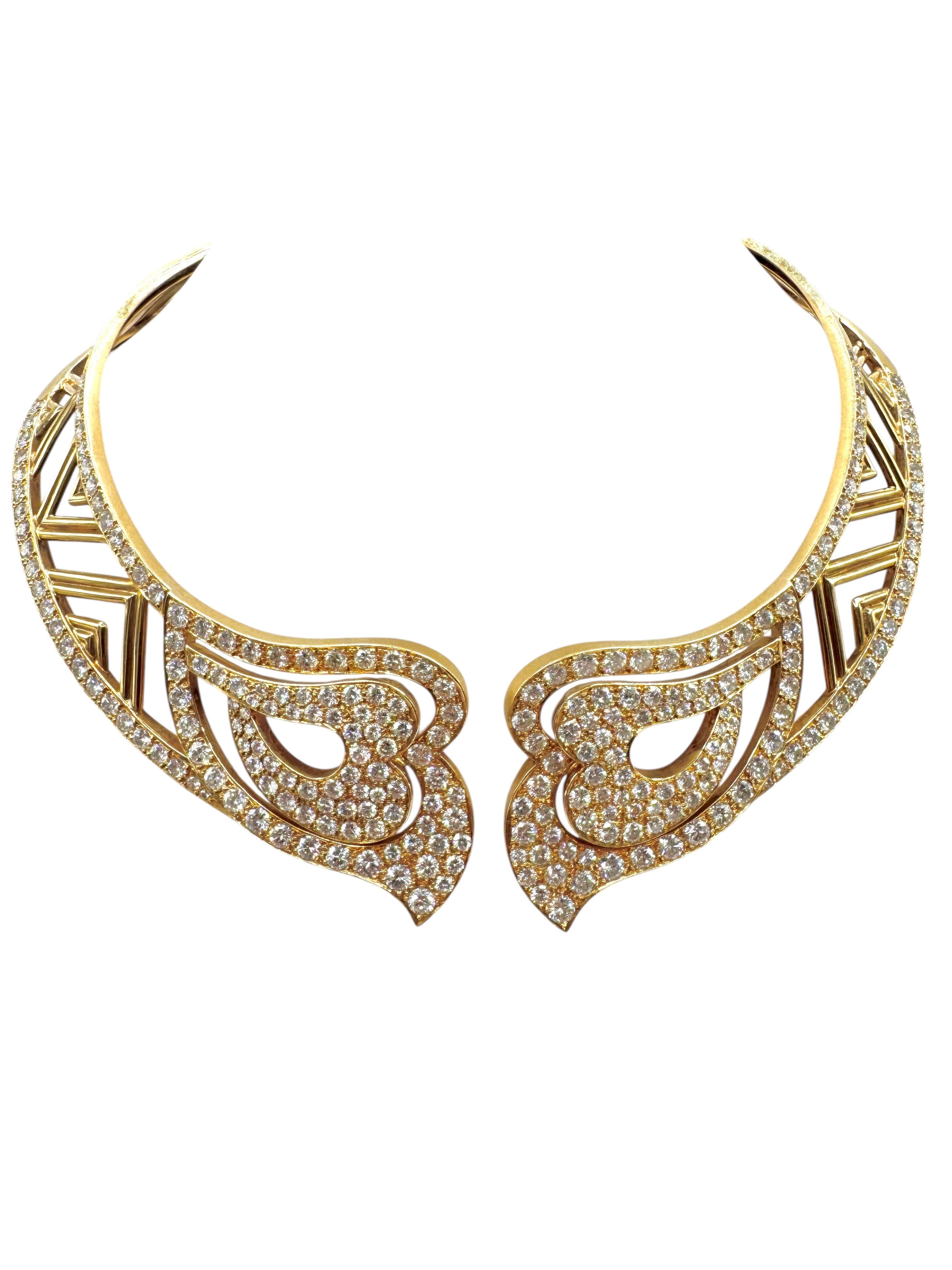Collana girocollo con diamanti in oro 18K in vendita 7