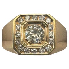 Achteckiger Siegelring aus 14K Gelbgold und Diamanten