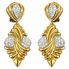 18K Gold & Diamond Clip-On Drop Earrings