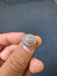 Art Deco 14K White Gold Diamond Openwork Cocktail Ring, circa 1930s