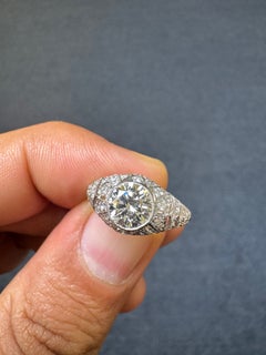 Sophia D Art Deco Style Platinum Diamond Ring, Circa 1980s, 1.41 Carats
