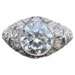 Sophia D Art Deco Style Platinum Diamond Ring, Circa 1980s, 1.41 Carats