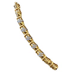 Vintage 1980s Elan USA 18K Yellow Gold Diamond Link Bracelet, Approx. 5.00 Carat