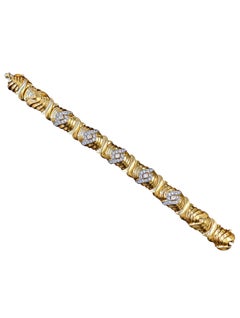 Vintage 1980s Elan USA 18K Yellow Gold Diamond Link Bracelet, Approx. 5.00 Carat