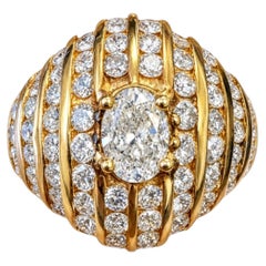 Vintage 14K Yellow Gold 2.58 Carat Diamond Domed Cocktail Ring
