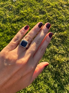 Vintage Cartier Platinum 5 Ct Unheated Thai Sapphire Signet Ring, GIA Certified