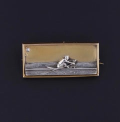 Antique Rowing Brooch of 14k Gold