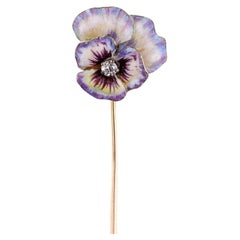 Victorian Pansy Stickpin of 12k and 19k Gold