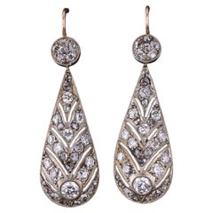 Belle Epoque Diamond Earrings of Platinum Topped 14k Gold