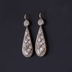 Belle Epoque Diamond Earrings of Platinum Topped 14k Gold