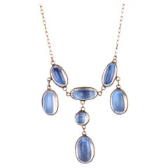 Antique Moonstone Festoon Necklace of 10k Gold
