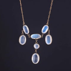 Antique Moonstone Festoon Necklace of 10k Gold