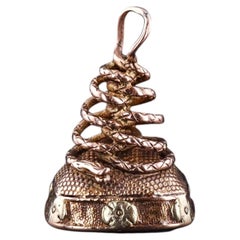 Victorian Coiled Snake Fob Pendant of 18k Gold