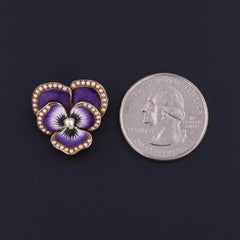 Antique Enamel Pansy Brooch of 14k Gold