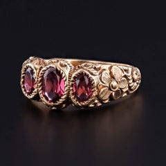 Victorian Garnet Floral Ring of 10k Gold
