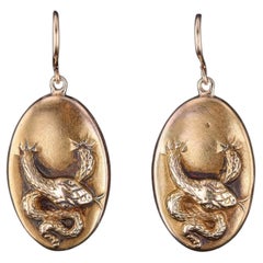 Antique Snake Earrings of 14k Gold