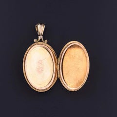 Antique Man in Moon Moonstone Locket of 9k and 10k Gold