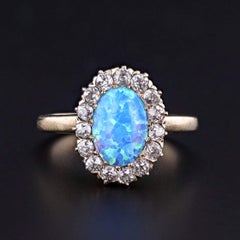 Semi-Black Opal and Diamond Conversion Ring of 14k & 10k Gold
