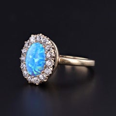 Semi-Black Opal and Diamond Conversion Ring of 14k & 10k Gold
