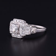 Art Deco Diamond Engagement Ring of Platinum
