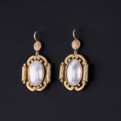 Antique Pearl Earrings of 12k Gold  -  Circa 1890