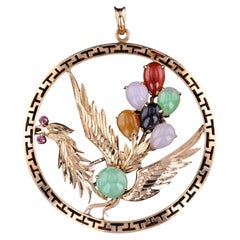 Vintage Rooster Pendant of 14k Gold