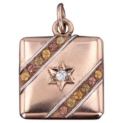 Antique Diamond Star Locket of 10k Gold