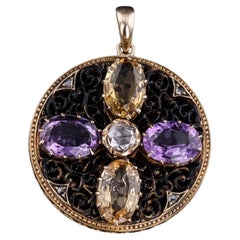 Antiker Amethyst- und Citrin-Anhänger aus 15 Karat Gold