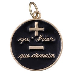 Pendentif vintage Qu'hier Que Demain en or 14 carats