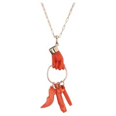 Antike Korallen-Hand-Halskette aus 14k Gold